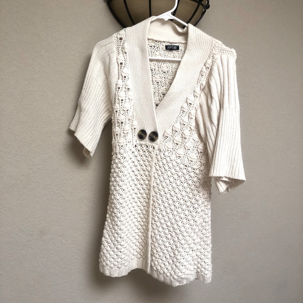 Apt 9 short sleeved button up sweater, size S